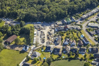 Aerial view, construction work on Dresdener Straße, Bockheideweg, Herringen, Hamm, Ruhr area, North