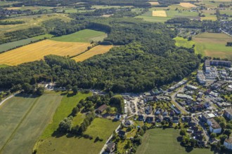 Aerial view, construction work on Dresdener Straße, Bockheideweg, Herringen, Hamm, Ruhr area, North