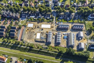 Aerial view, Old sports ground, In the Herringen district, Deutsche Reihenhaus AG, new residential