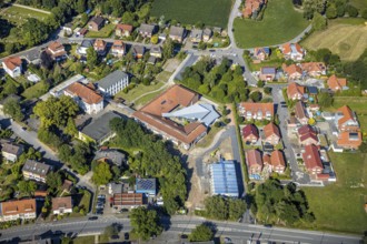 Aerial view, Arnold-Freymuth-Schule, new development area Löbbeweg, Herringen, Hamm, Ruhr area,