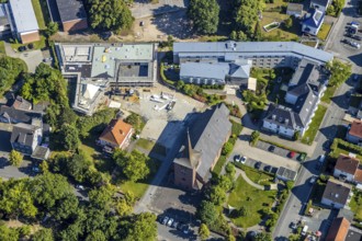 Aerial view, extension An den Kirchen, Herringen, near Caritas-Altenheim St. Josef, Catholic Church