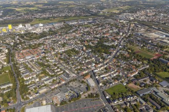 Aerial view, city centre view, Wilhelmstraße, sports centre west, Hamm, Ruhr area, North