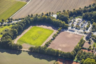 Aerial view, Selbachpark, sports field, Hamm, Ruhr area, North Rhine-Westphalia, Germany, DE,