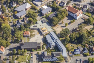 Aerial view, Catholic Church of the Holy Cross, Lessing School, Caritas Association Hamm, Caritas