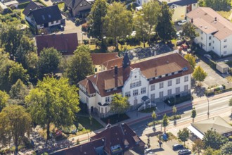 Aerial view, Bürgeramt Pelkum, town hall, Pelkum, Hamm, Ruhr area, North Rhine-Westphalia, Germany,