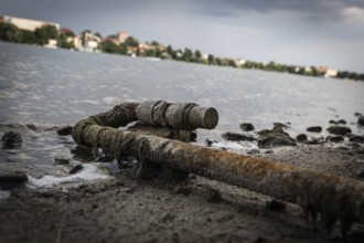 DEU Germany Germany Strausberg Shore pictures of Straussee Rotten water pipe on shore property