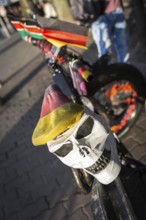 DEU Germany Germany Berlin Bicycle with mask at Alexanderplatz