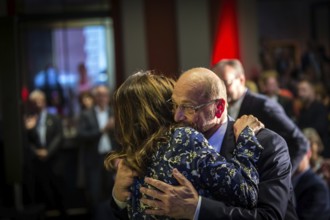 DEU Germany Germany Berlin SPD candidate for chancellor Martin Schulz hugs actress Iris Berben at