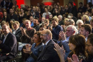 DEU Germany Germany Berlin SPD chancellor candidate Martin Schulz with writer Juli Zeh at an event
