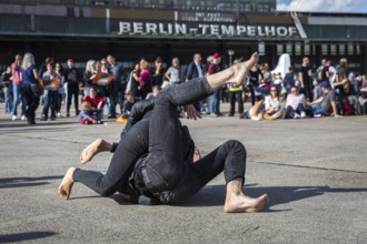 DEU Germany Germany Berlin Performances and dance by the Volksbühne ensemble at Tempelhof Airport