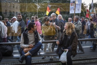DEU Germany Germany Dresden Pegida demonstration in the city centre.woman of the demonstration