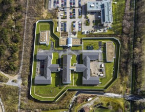 Aerial view, LWL correctional facility, forensic, closed institution, Herne, Ruhr area, North