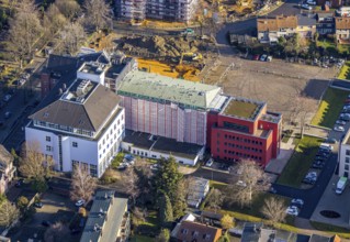 Aerial view, construction site Widumer Höfe, the future retirement home of the St. Elisabeth Group,