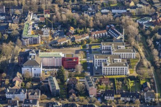 Aerial view, construction site Widumer Höfe, the future retirement home of the St. Elisabeth Group,