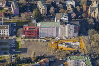Aerial view, construction site Widumer Höfe, the future retirement home of the St. Elisabeth Group,