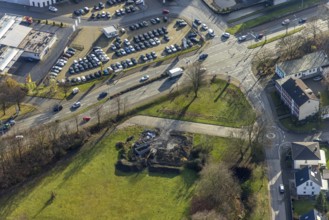 Aerial view, construction site Im Hasenkamp, corner Albert-Einstein-Straße, Holsterhausen, Herne,