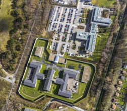 Aerial view, LWL correctional facility, forensic, closed institution, Herne, Ruhr area, North