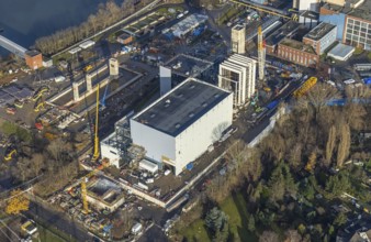 Aerial photograph, STEAG Herne combined heat and power plant on the Rhine-Herne Canal, construction