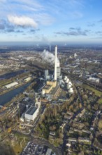 Aerial view, STEAG combined heat and power plant Herne on the Rhine-Herne Canal, construction site