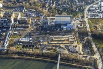 Aerial photograph, STEAG Herne combined heat and power plant on the Rhine-Herne Canal, construction
