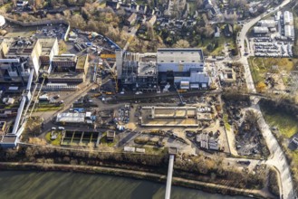 Aerial photograph, STEAG Herne combined heat and power plant on the Rhine-Herne Canal, construction