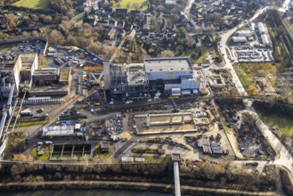 Aerial photograph, STEAG Herne combined heat and power plant on the Rhine-Herne Canal, construction
