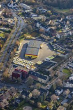 Aerial photo, Graf Reisen bus company, Röhlinghausen, Herne, Ruhr area, North Rhine-Westphalia,