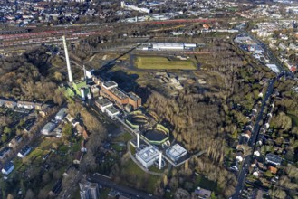 Aerial view, construction site new Stadler Schienenfahrzeuge branch, former General Blumenthal mine