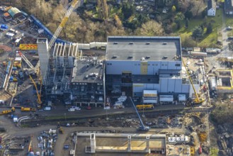 Aerial photograph, STEAG Herne combined heat and power plant on the Rhine-Herne Canal, construction