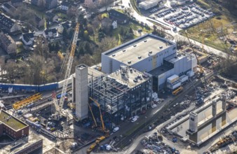 Aerial photograph, STEAG Herne combined heat and power plant on the Rhine-Herne Canal, construction