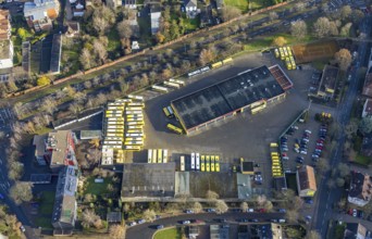Aerial photo, Graf Reisen bus company, Röhlinghausen, Herne, Ruhr area, North Rhine-Westphalia,
