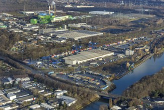 Aerial view, commercial area Am Westhafen, CTH Container Terminal Herne GmbH, Müller - Die lila