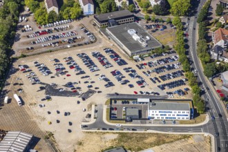 Aerial view, police station Hattingen, commercial area Nierenhofer Straße, Hattingen, Ruhr area,