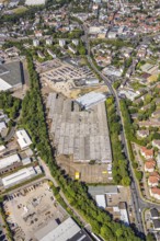 Aerial view, police station Hattingen, commercial area Nierenhofer Straße, Hattingen, Ruhr area,