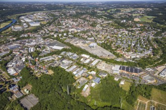 Aerial view, police station Hattingen, commercial area Nierenhofer Straße, Hattingen, Ruhr area,
