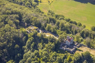 Aerial view, Isenberg Castle, Isenburg, Hattingen, Ruhr area, North Rhine-Westphalia, Germany,