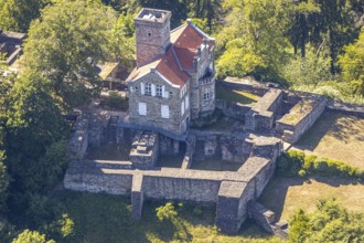 Aerial view, Isenberg Castle, Isenburg, Hattingen, Ruhr area, North Rhine-Westphalia, Germany,