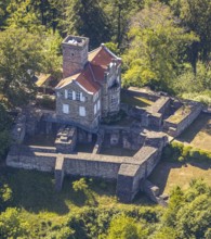 Aerial view, Isenberg Castle, Isenburg, Hattingen, Ruhr area, North Rhine-Westphalia, Germany,