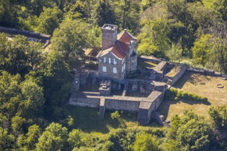Aerial view, Isenberg Castle, Isenburg, Hattingen, Ruhr area, North Rhine-Westphalia, Germany,