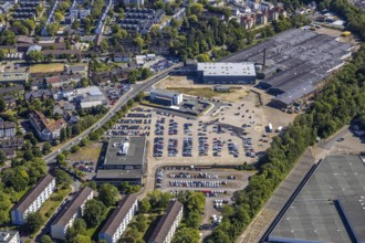 Aerial view, Hattingen police station, Nierenhofer Straße industrial estate, new car park,