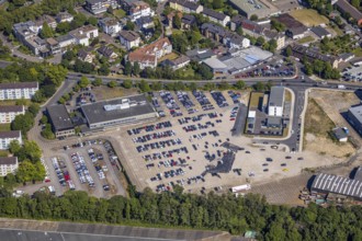 Aerial view, Hattingen police station, Nierenhofer Straße industrial estate, new car park,