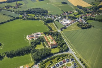 Aerial view, Havixbeck Castle, moated castle, Havixbeck, Münsterland, North Rhine-Westphalia,