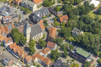 Aerial view, St. Dionysius Catholic Church, church square, St. Dionysius parish office, Havixbeck,
