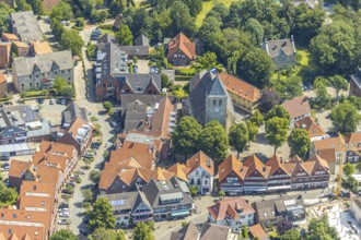 Aerial view, St. Dionysius Catholic Church, church square, Havixbeck, Münsterland, North