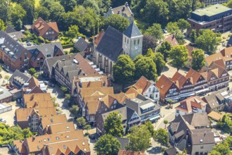 Aerial view, St. Dionysius Catholic Church, church square, Havixbeck, Münsterland, North