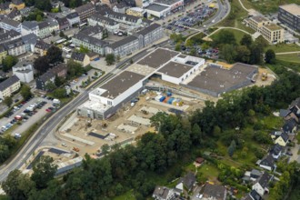 Aerial view, construction site new building at Hefelmann-Park, shopping centre, Westfalenstraße,