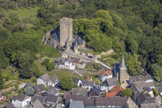 Aerial view, Blankenstein Castle, Protestant Church of the Protestant Parish Welper-Blankenstein,