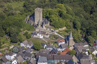 Aerial view, Blankenstein Castle, Protestant Church of the Protestant Parish Welper-Blankenstein,