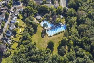 Aerial view, outdoor swimming pool Welper, Blankenstein, Hattingen, Ruhr area, North