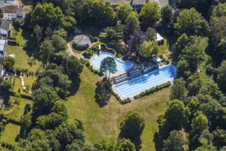 Aerial view, outdoor swimming pool Welper, Blankenstein, Hattingen, Ruhr area, North